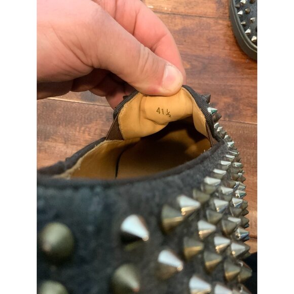 Christian Louboutin Men's Roller-Boat Gray Wool Spike Sneakers Size 8.5 | 41.5 - Picture 5 of 7